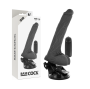 BASECOCK - VIBRATEUR RÉALISTE NOIR TÉLÉCOMMANDE AVEC TESTICULES 20 CM -O- 4 CM