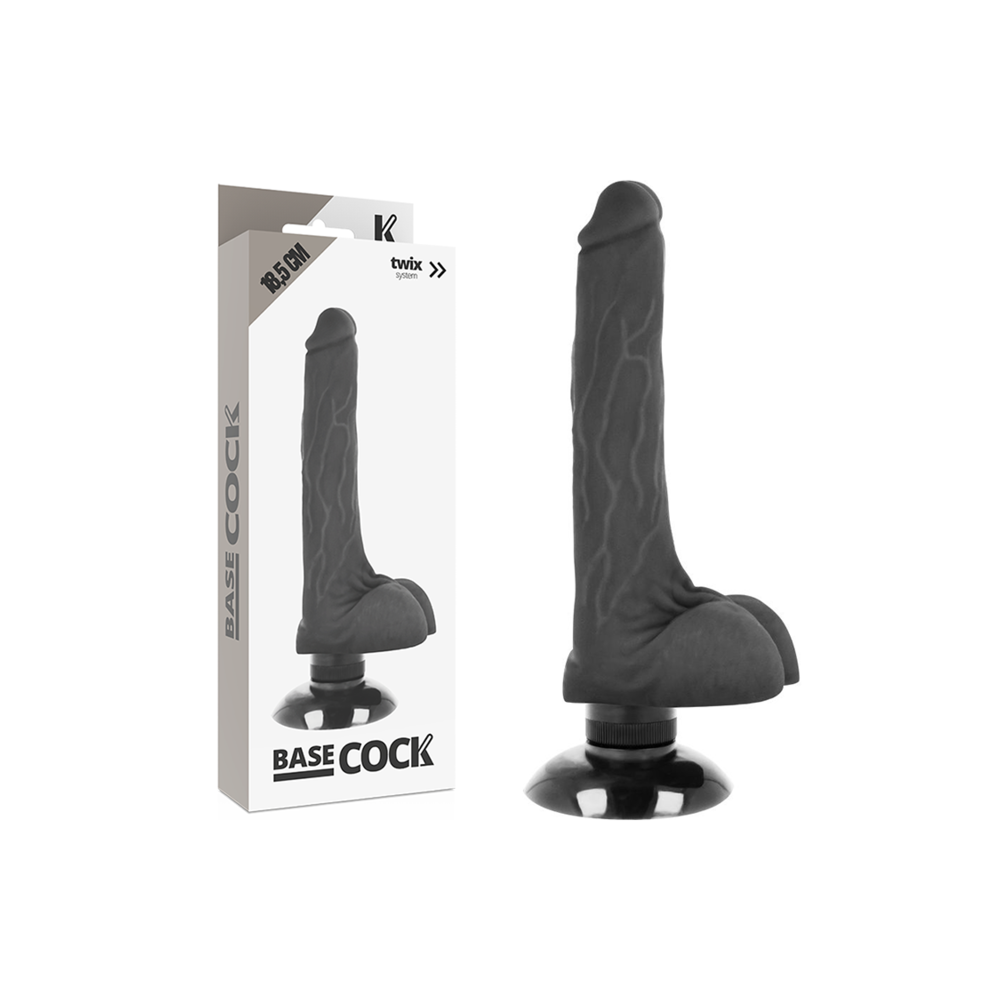 BASECOCK - VIBRATEUR RÉALISTE 2-1 NOIR 18.5 CM -O- 4 CM