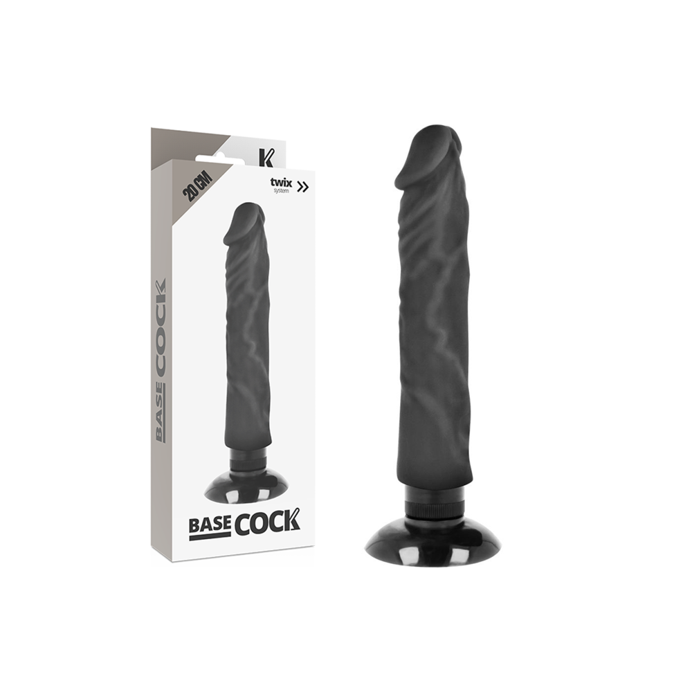 BASECOCK - VIBRADOR REALÍSTICO BASECOCK 2-1 PRETO 20 CM -O- 4 CM