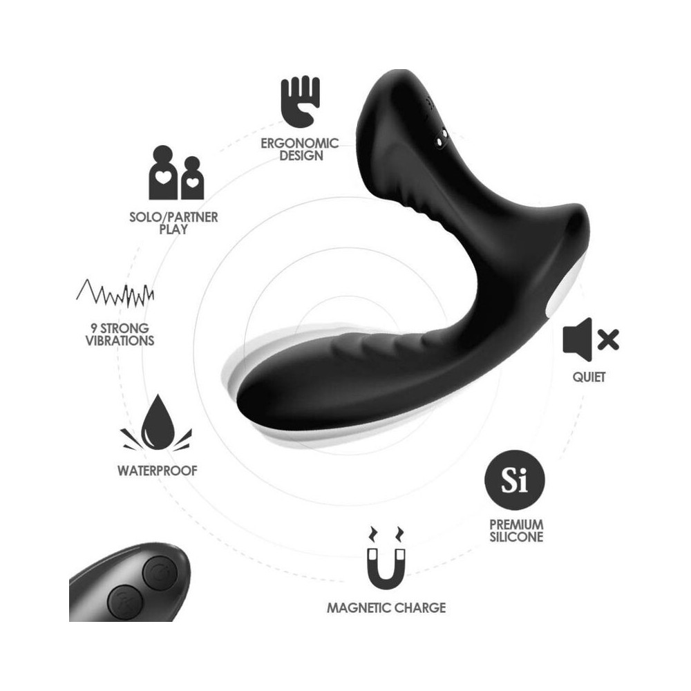 ARMONY - STORM VIBRADOR ANAL PRÓSTATA E PLUG CONTROLE REMOTO PRETO