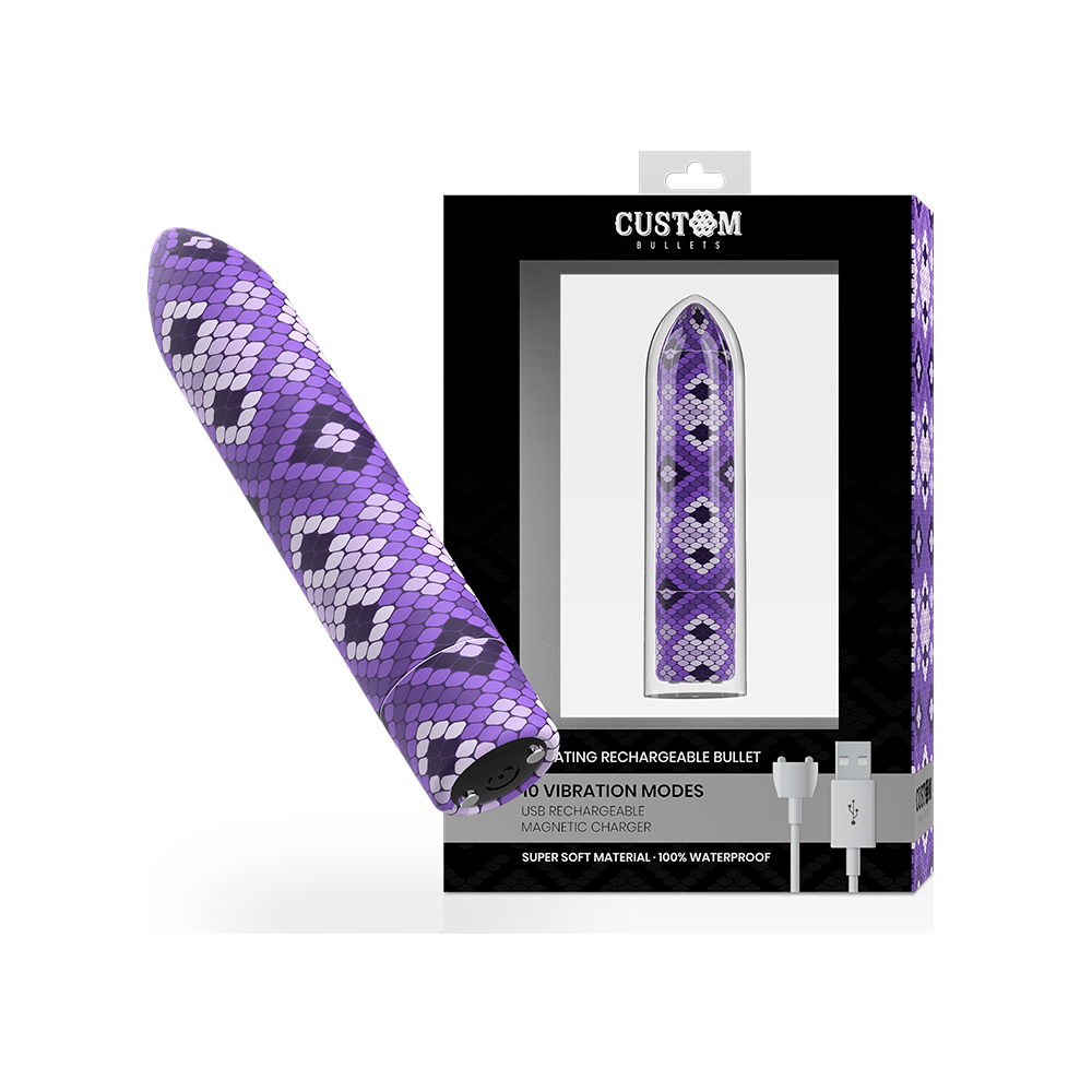 CUSTOM BULLETS - RECHARGEABLE SNAKE PURPLE MAGNETIC BULLET 10V