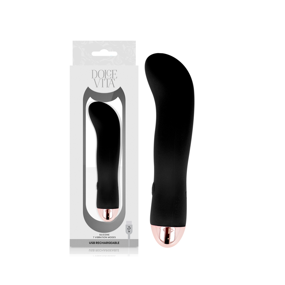 DOLCE VITA - VIBRATORE RICARICABILE DUE VELOCITÀ NERO A 7 VELOCITÀ
