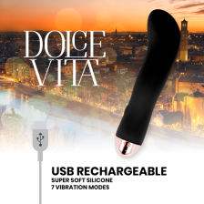 DOLCE VITA - VIBRATORE RICARICABILE DUE VELOCITÀ NERO A 7 VELOCITÀ