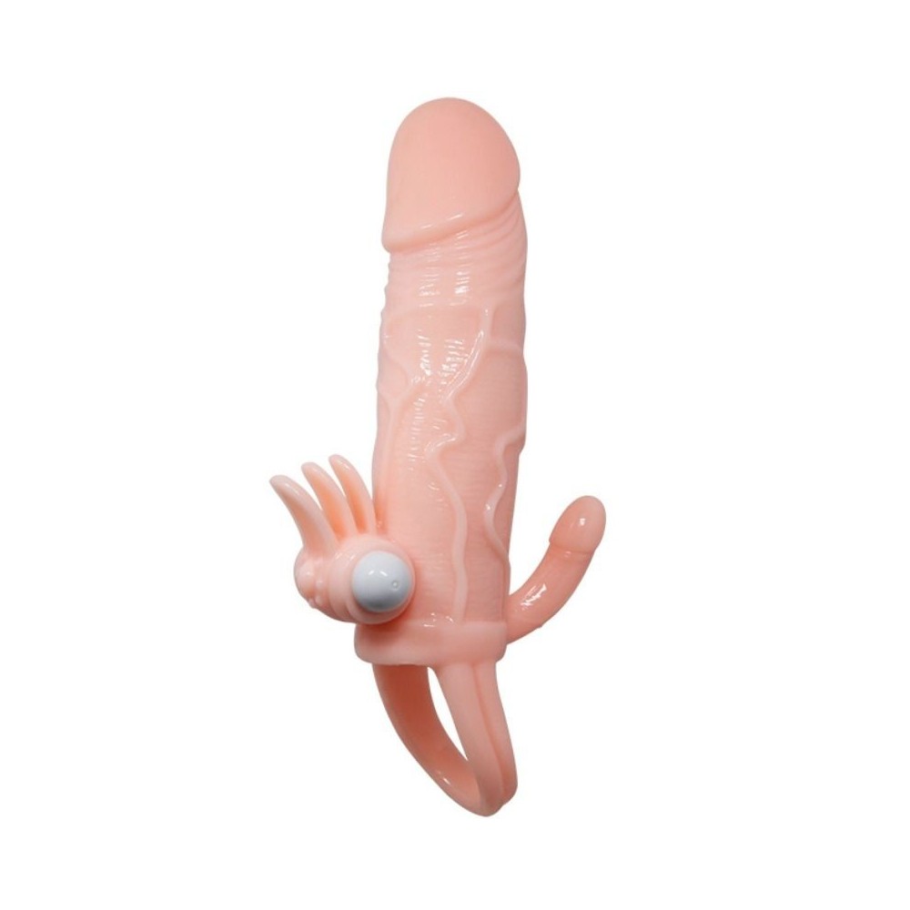 BAILE - BRAVE MAN PENIS COVER WITH CLIT AND ANAL STIMULATION FLESH 16.5 CM