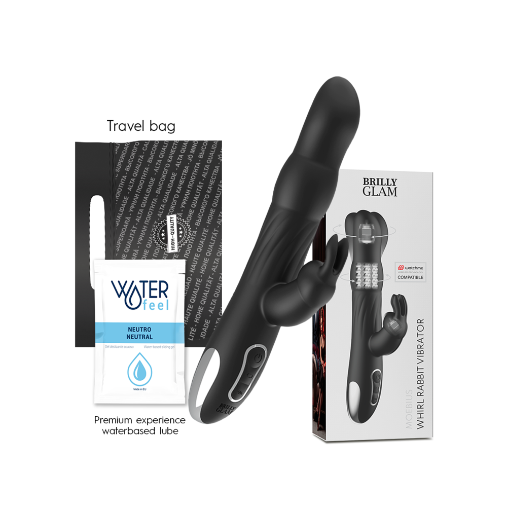 BRILLY GLAM- MOEBIUS COELHO VIBRADOR E ROTADOR WATCHME TECNOLOGIA SEM FIO COMPATÍVEL