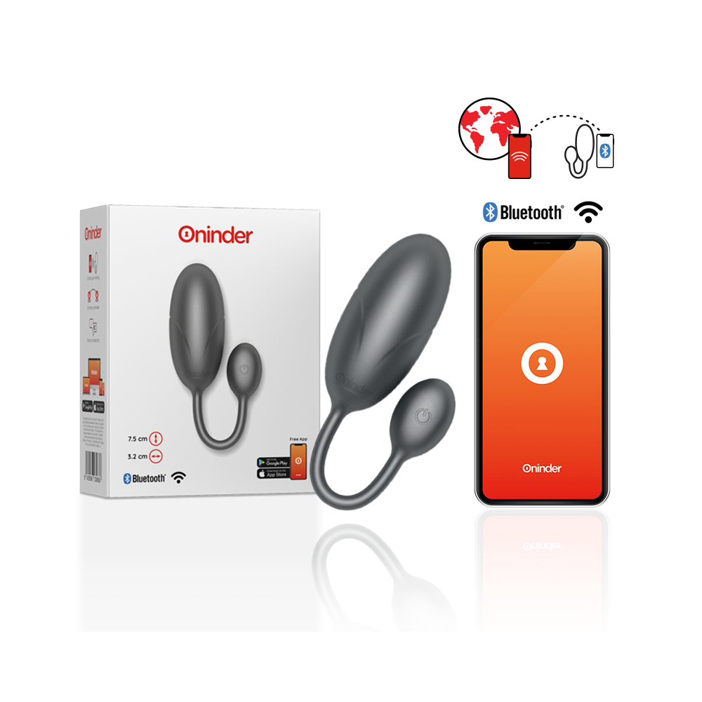 ONINDER - UOVO VIBRANTE TOKYO NERO 7,5 X 3,2 CM APP GRATUITA