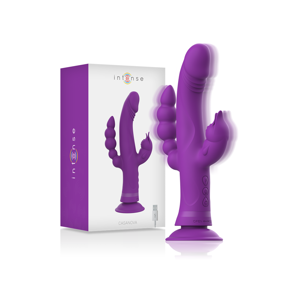 INTENSE - VIBRADOR DE SILICONE CASANOVA COELHO TRIPLO MOTOR ROXO