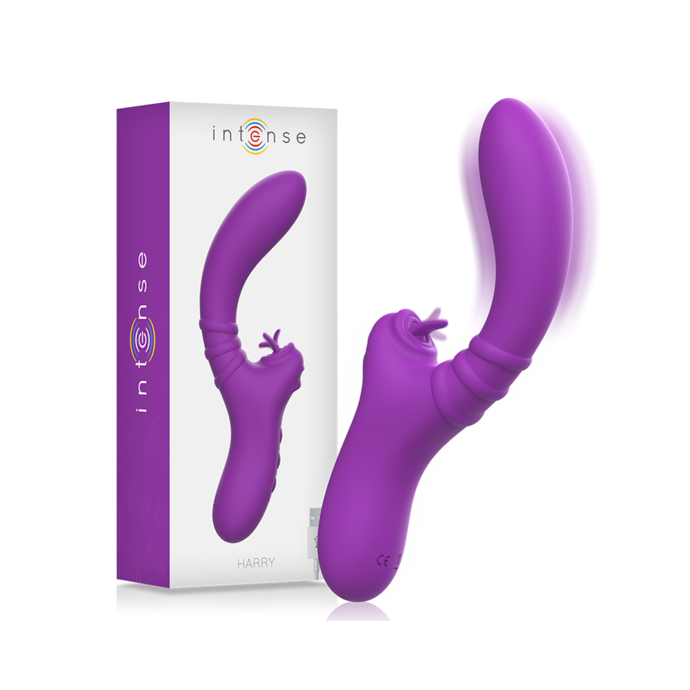 INTENSE - HARRY FLEXIBLE VIBRATOR WITH PURPLE TONGUE