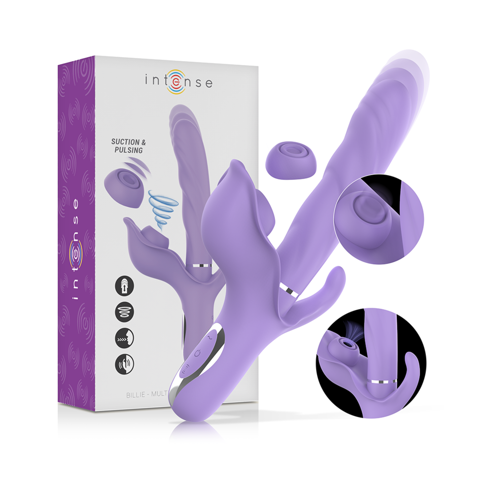 INTENSE - BILLIE MULTIFUNCTIONAL RECHARGEABLE SUCTION VIBRATOR WITH PURPLE PUSH BUTTON