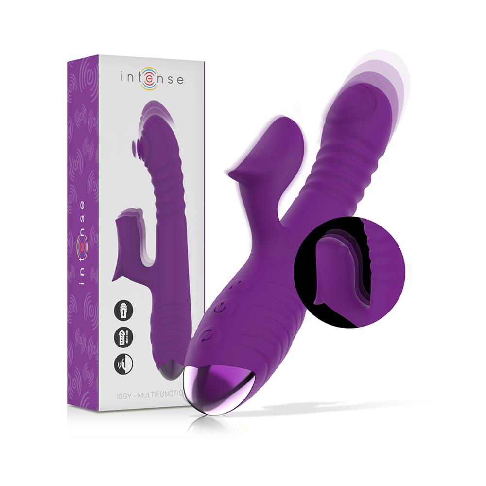 INTENSE - VIBRATEUR RECHARGEABLE MULTIFONCTION IGGY UP & DOWN AVEC STIMULATEUR CLITORAL VIOLET