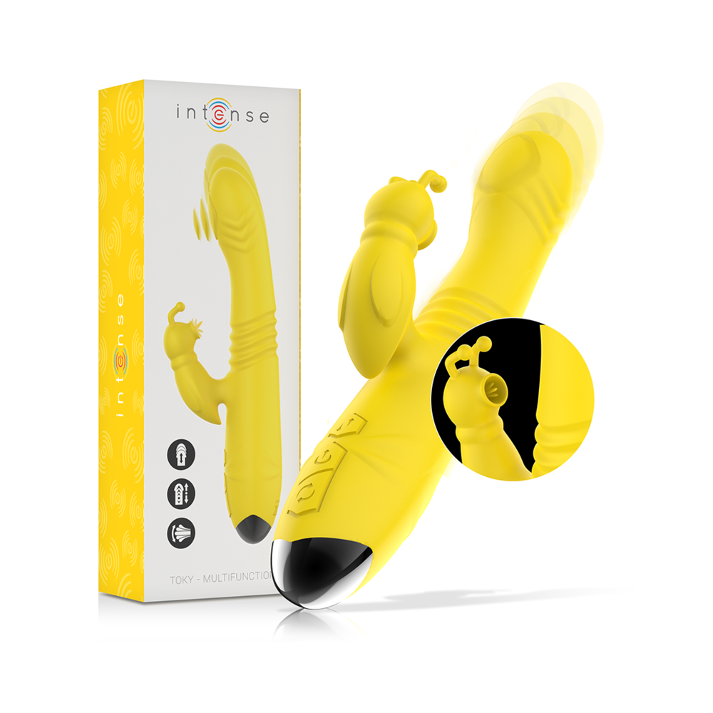 INTENSE - VIBRATORE MULTIFUNZIONE TOKY UP & DOWN CON STIMOLATORE CLITORALE GIALLO