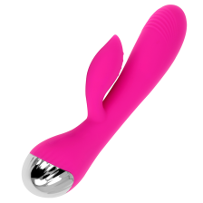 OHMAMA - USB RECHARGEABLE SILICONE RABBIT VIBRATOR 10 SPEEDS 19 CM