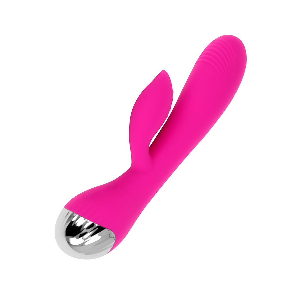 OHMAMA - USB RECHARGEABLE SILICONE RABBIT VIBRATOR 10 SPEEDS 19 CM