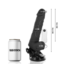 BASECOCK - REALISTISCHER VIBRATOR MIT FERNBEDIENUNG SCHWARZ MIT HODEN 19.5 CM -O- 4 CM