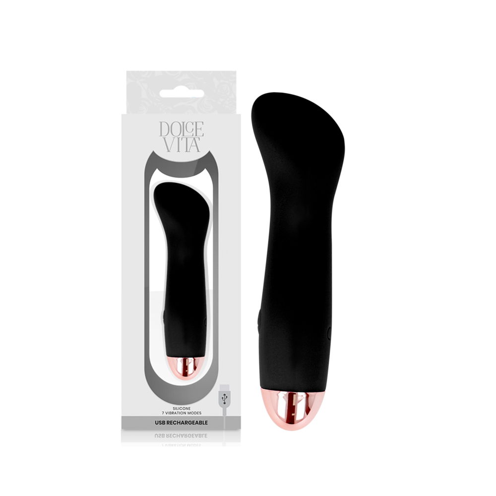 DOLCE VITA - RECHARGEABLE VIBRATOR ONE BLACK 7 SPEEDS