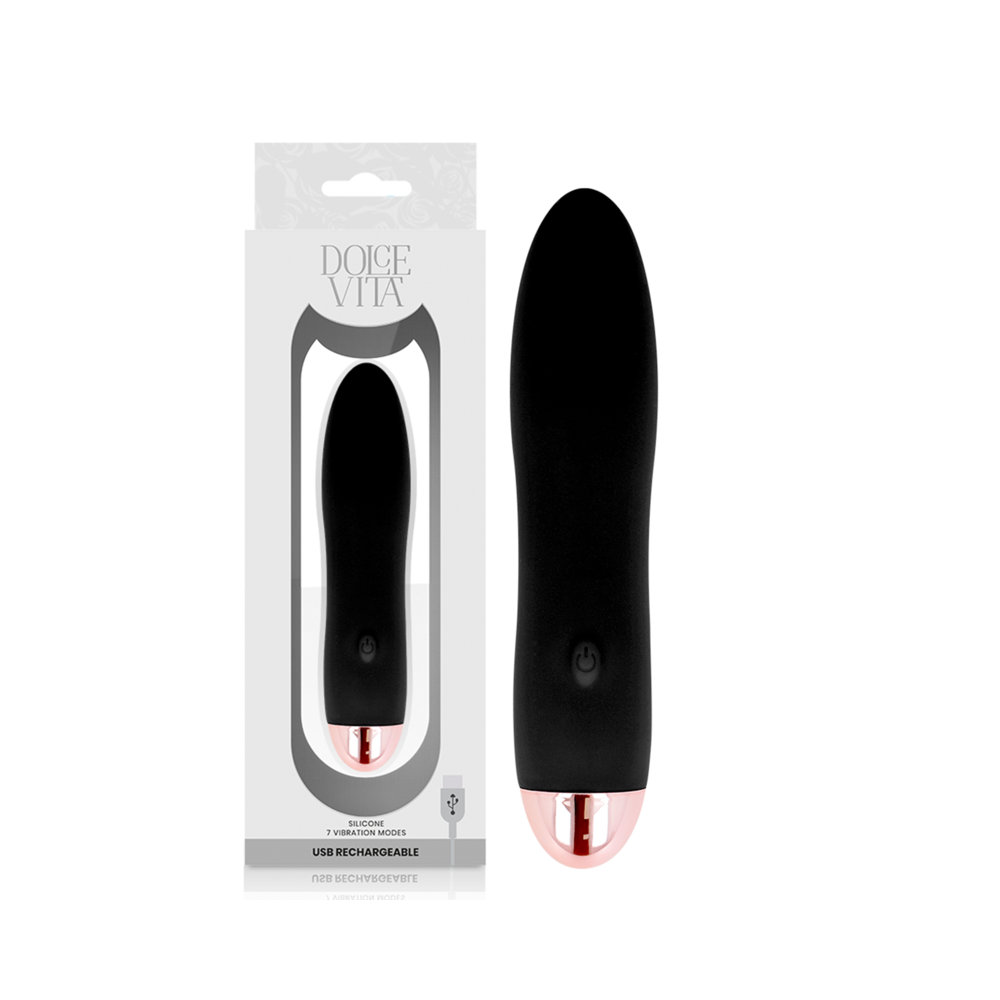 DOLCE VITA - VIBRATEUR RECHARGEABLE QUATRE NOIR 7 VITESSES