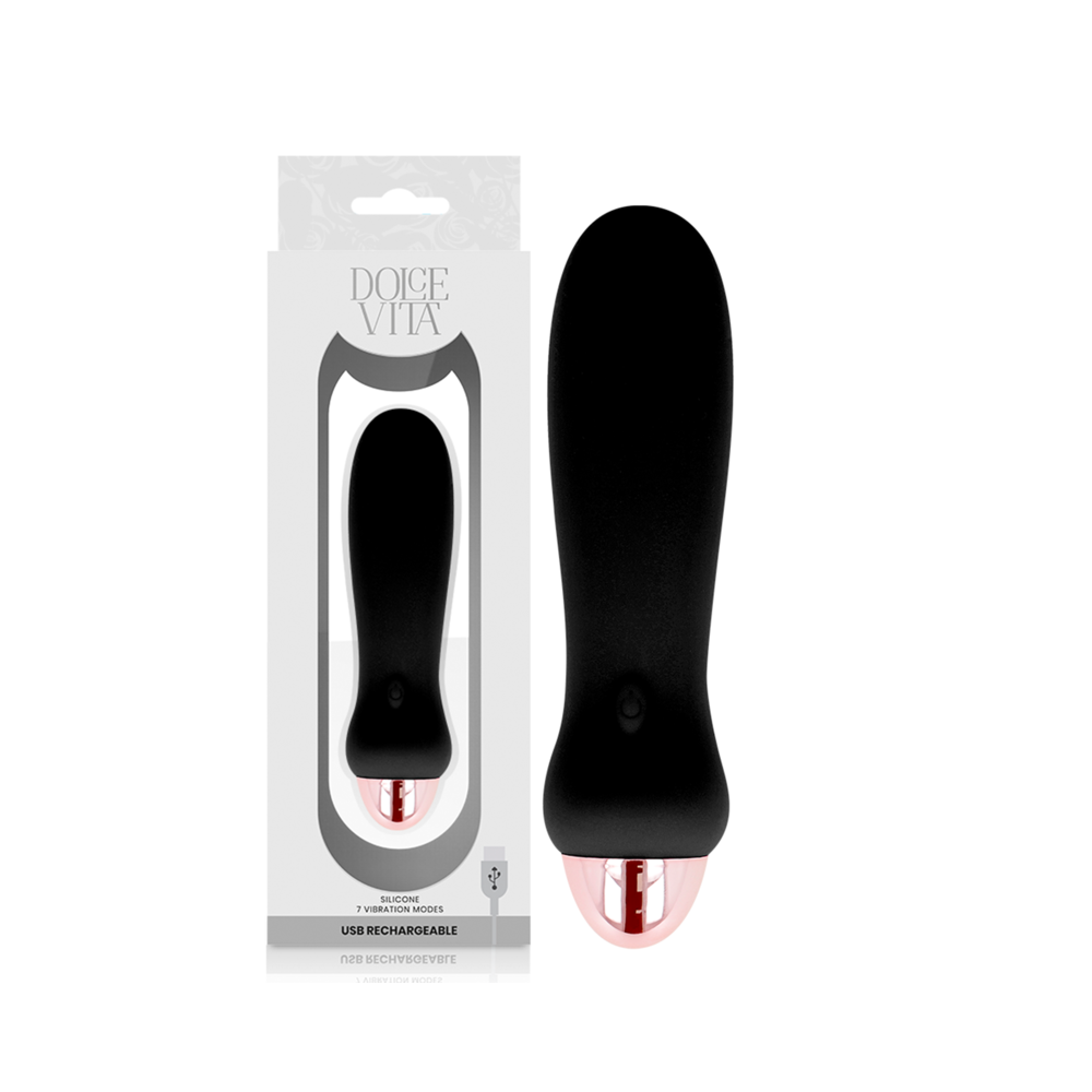 DOLCE VITA - AUFLADBARER VIBRATOR FÜNF SCHWARZ 7 GESCHWINDIGKEITEN