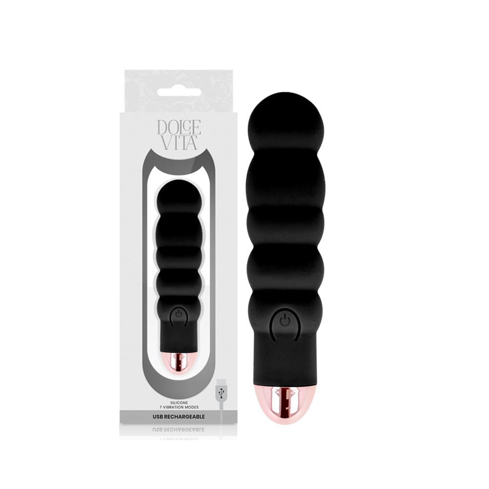 DOLCE VITA - RECHARGEABLE VIBRATOR SIX BLACK 7 SPEEDS