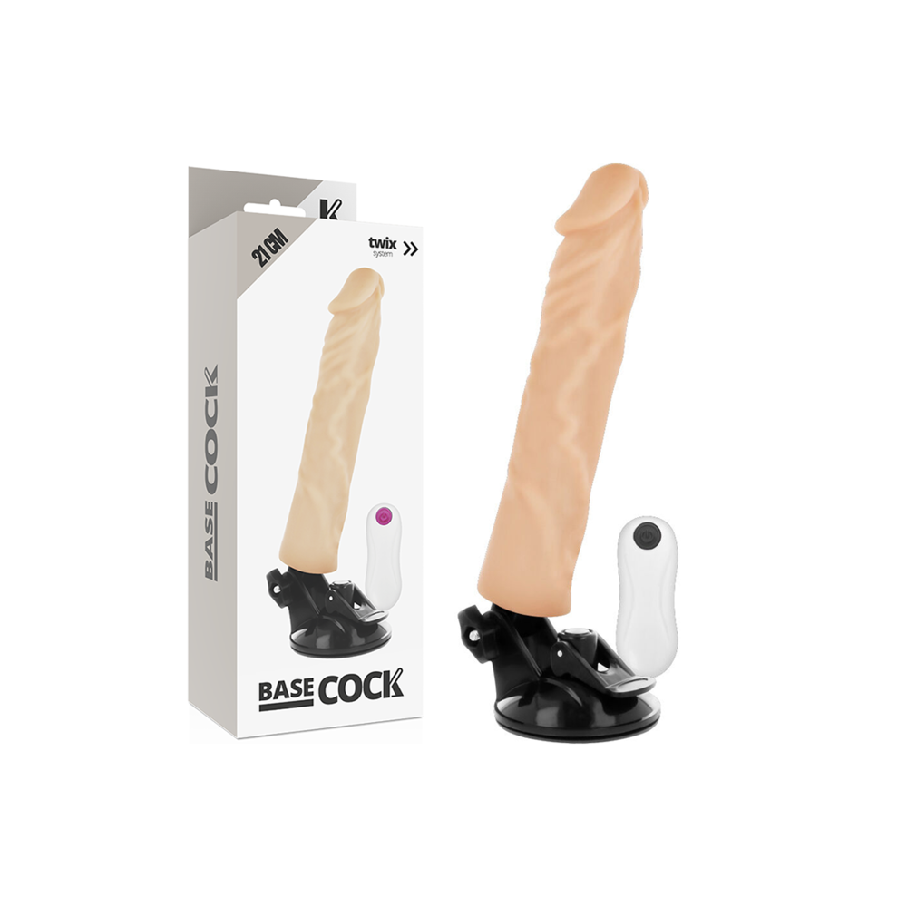 BASECOCK - REALISTISCHER VIBRATOR MIT FERNBEDIENUNG NATURWEISS 21 CM -O- 4 CM