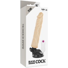 BASECOCK - REALISTISCHER VIBRATOR MIT FERNBEDIENUNG NATURWEISS 21 CM -O- 4 CM