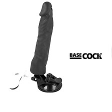 BASECOCK - REALISTISCHER VIBRATOR MIT FERNBEDIENUNG SCHWARZ 21 CM -O- 4 CM