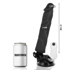 BASECOCK - REALISTISCHER VIBRATOR MIT FERNBEDIENUNG SCHWARZ 21 CM -O- 4 CM