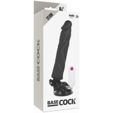 BASECOCK - REALISTISCHER VIBRATOR MIT FERNBEDIENUNG SCHWARZ 21 CM -O- 4 CM