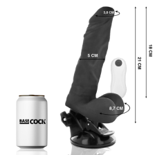 BASECOCK - ARTIKULIERBARER VIBRATOR MIT FERNBEDIENUNG SCHWARZ 21 CM -O- 5 CM