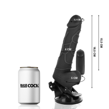 BASECOCK - REALISTISCHER VIBRATOR MIT FERNBEDIENUNG SCHWARZ 18.5 CM -O- 4CM