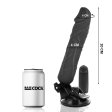 BASECOCK - REALISTISCHER VIBRATOR MIT FERNBEDIENUNG SCHWARZ 20 CM -O- 4 CM