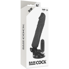 BASECOCK - CONTROLE REMOTO VIBRADOR REALÍSTICO PRETO 20 CM -O- 4 CM