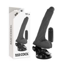 BASECOCK - REALISTIC BLACK REMOTE CONTROL VIBRATOR WITH TESTICLES 20 CM -O- 4 CM