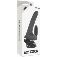 BASECOCK - VIBRATEUR RÉALISTE NOIR TÉLÉCOMMANDE AVEC TESTICULES 20 CM -O- 4 CM