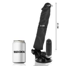 BASECOCK - REALISTISCHER VIBRATOR MIT FERNBEDIENUNG SCHWARZ 21 CM -O- 4 CM