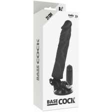 BASECOCK - CONTROLE REMOTO VIBRADOR REALÍSTICO PRETO 21 CM -O- 4 CM