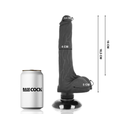 BASECOCK - VIBRATEUR RÉALISTE 2-1 NOIR 18.5 CM -O- 4 CM