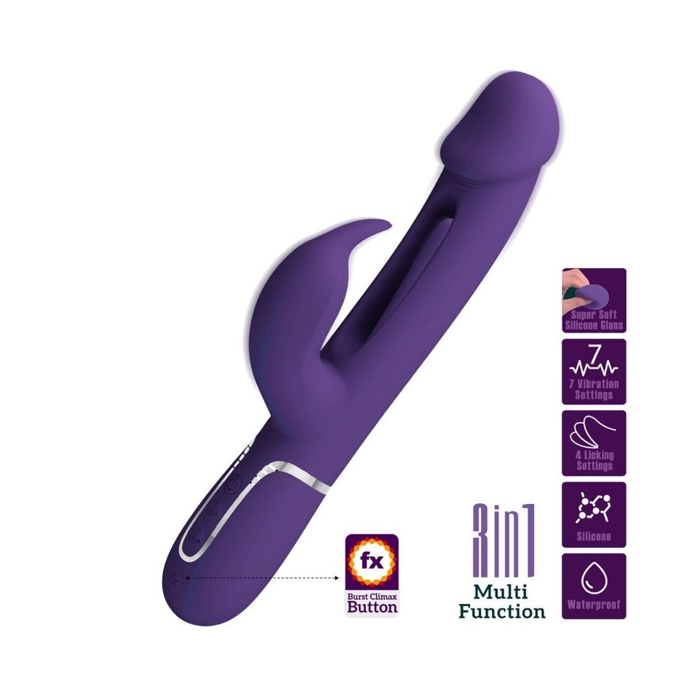 PRETTY LOVE - VIBRATEUR MULTIFONCTION 3 EN 1 KAMPAS RABBIT AVEC LANGUE VIOLET
