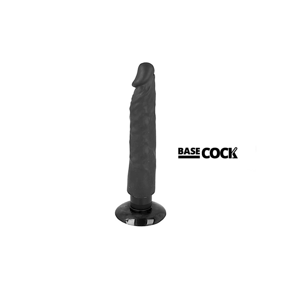 BASECOCK - REALISTIC VIBRATOR 2-1 BLACK 20 CM -O- 4 CM