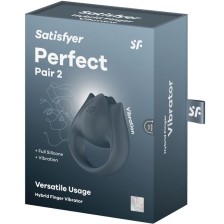 SATISFYER - PERFECT PAIR 2 MULTIVIBRATOR 2 IN 1 PENIS RING AND FINGER STIMULATOR GREY