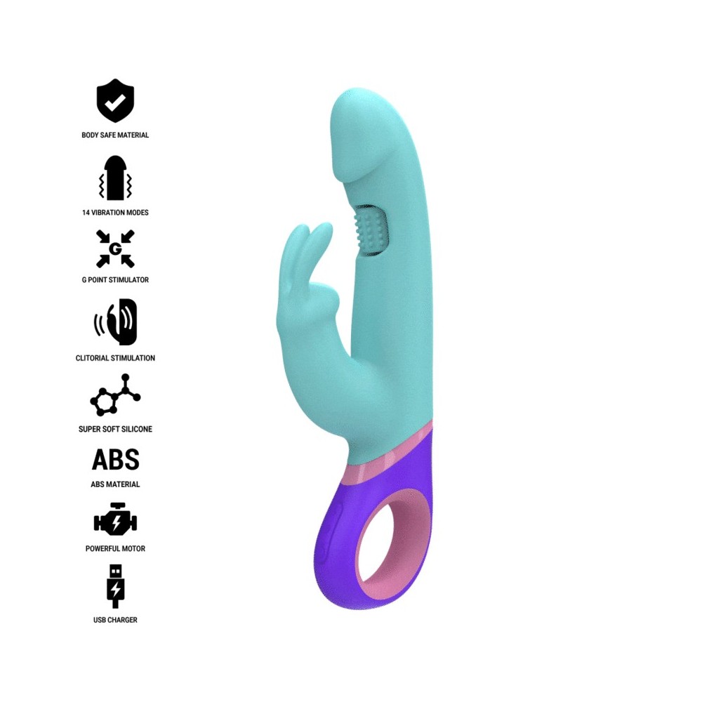 INTENSE - MONICA RABBIT VIBRATOR WITH ROTATING G-SPOT STIMULATOR BLUE