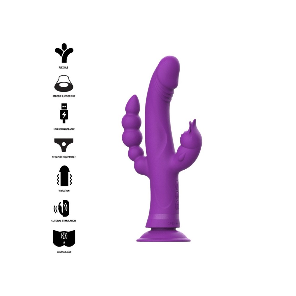 INTENSE - VIBRATEUR EN SILICONE CASANOVA RABBIT TRIPLE MOTEUR VIOLET