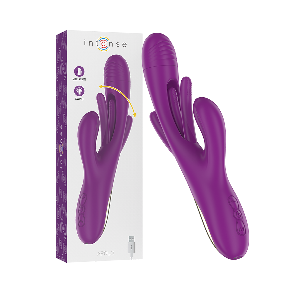 INTENSE - APOLO RECHARGEABLE MULTIFUNCTION VIBRATOR 7 VIBRATIONS WITH SWINGING MOTION PURPLE