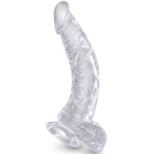 KING COCK - CLEAR PÉNIS COURBE RÉALISTE AVEC BOULES 16.5 CM TRANSPARENT