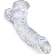 KING COCK - CLEAR PÉNIS COURBE RÉALISTE AVEC BOULES 16.5 CM TRANSPARENT