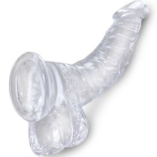 KING COCK - CLEAR PENE CURVO REALISTICO CON SFERE 16.5 CM TRASPARENTE