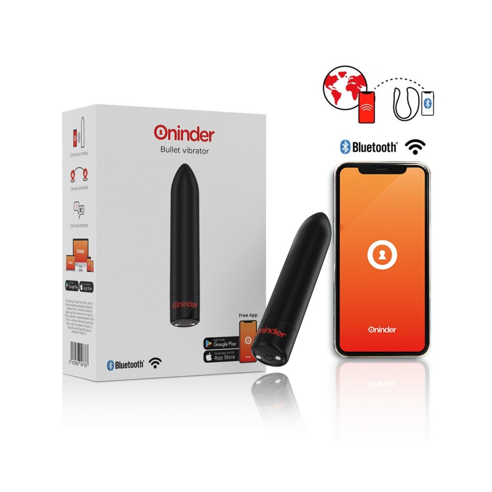 ONINDER - BERLIN BULLET VIBRATOR BLACK 9 MODES 8.5 X 2 CM - FREE APP