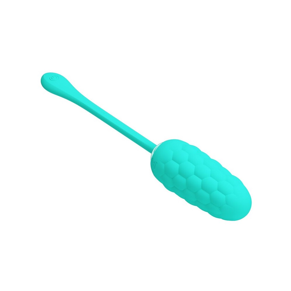 PRETTY LOVE - VIBRATING EGG WITH AQUA GREEN RECHARGEABLE MARINE TEXTURE