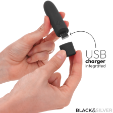 BLACK & SILVER - GERI USB RICARICABILE VIBRANTE BULLET 8 VIBRAZIONI NERO 10 X 2,2 CM