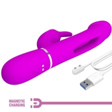 PRETTY LOVE - VIBRATEUR DEJON RABBIT 3 EN 1 MULTIFONCTION FUCSIA