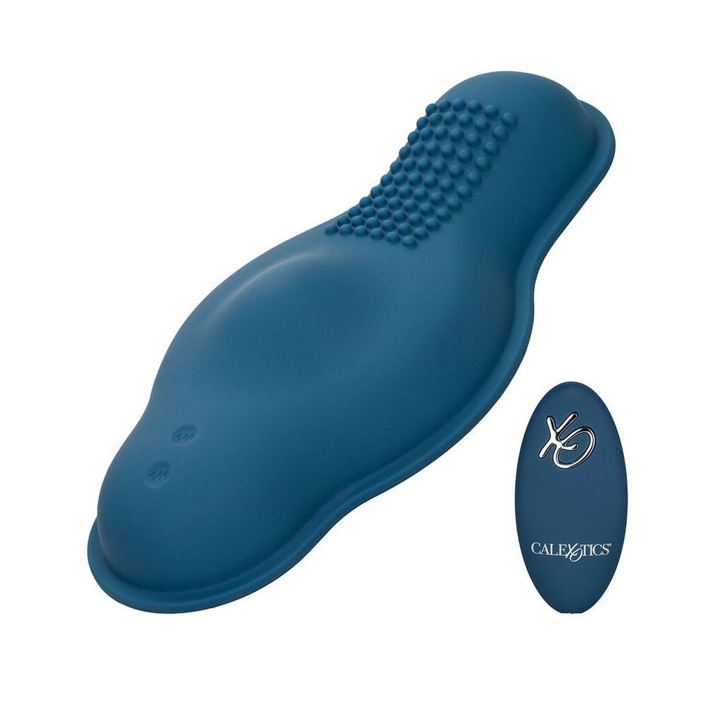 CALEXOTICS - RIDER MASSAGER DOUBLE MOTEUR TÉLÉCOMMANDE BLEU